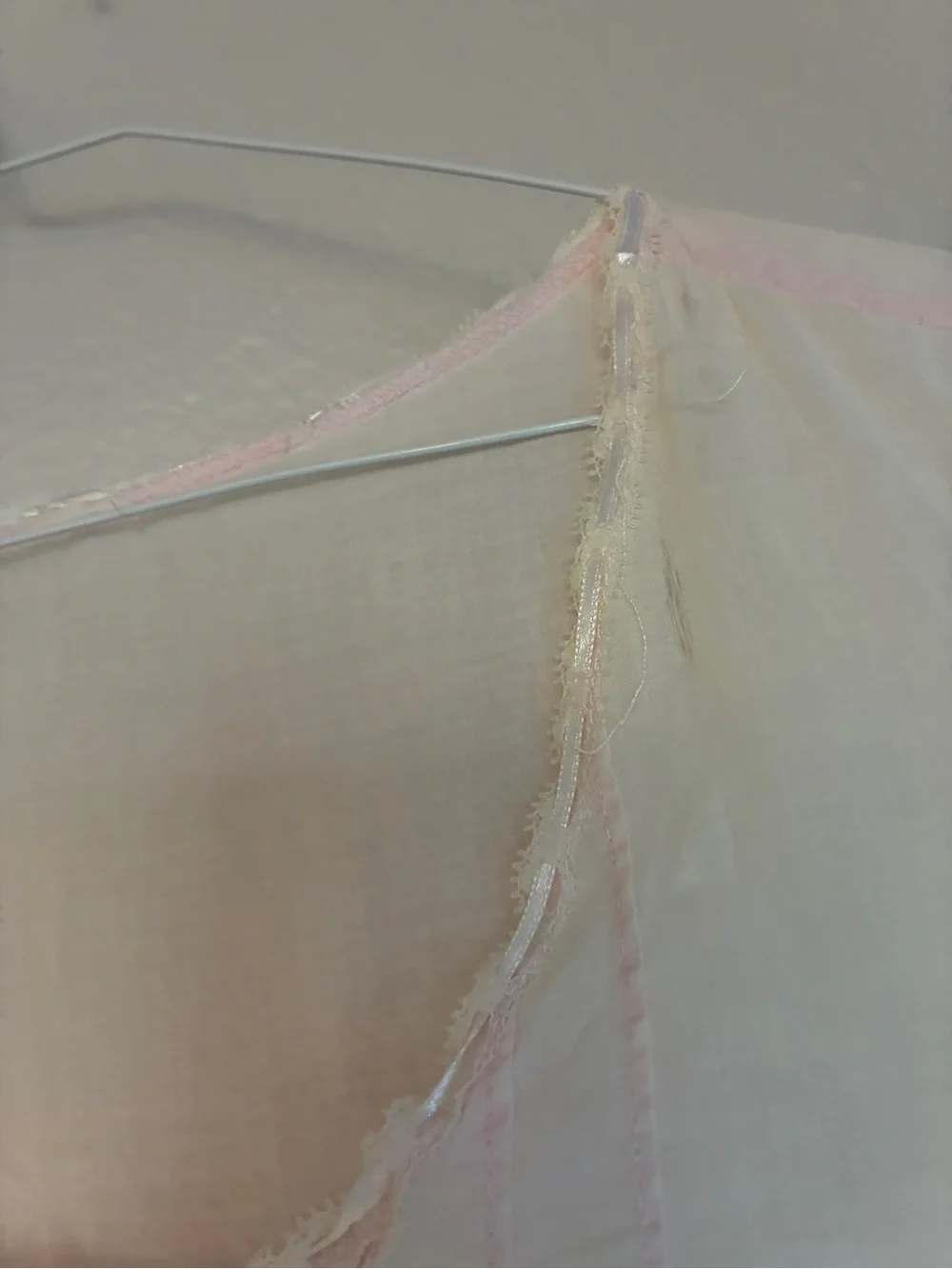 Vintage 100% Cotton Lightweight Light Pink/White Sleeveless Lace-Trim Nightgown - Picture 9 of 10